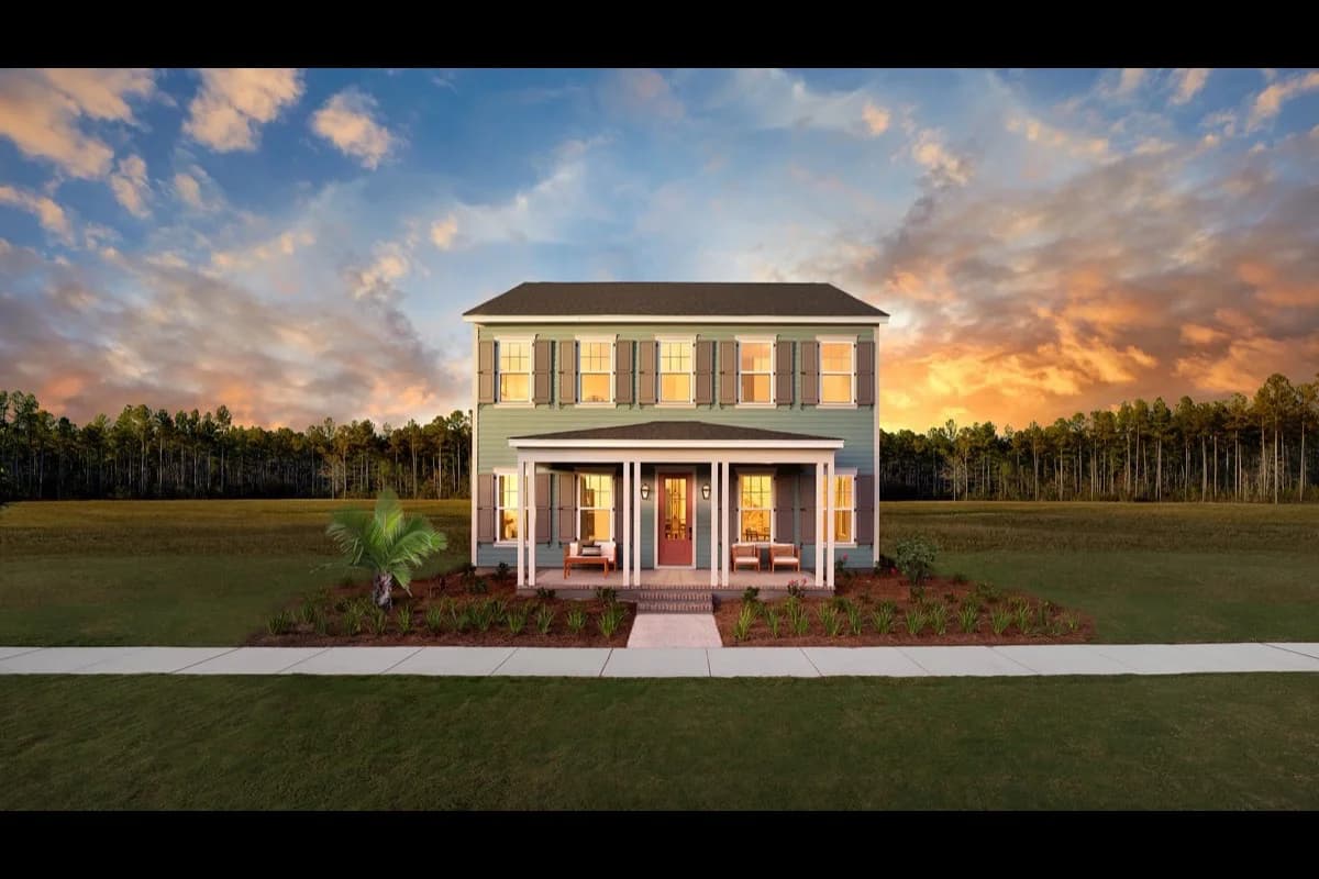 Beautiful Lowcountry home in Nexton Midtown at twilight listed by Carolina One Real Estate